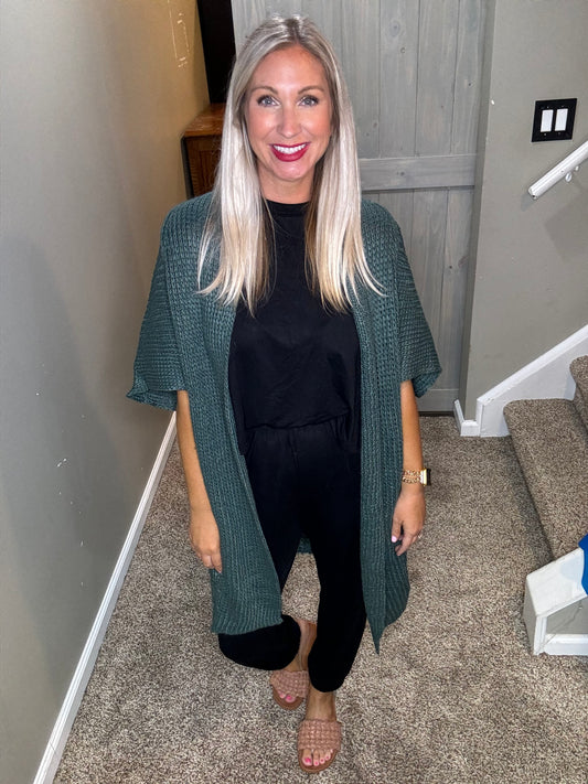 Dark Green Sweater Cardigan