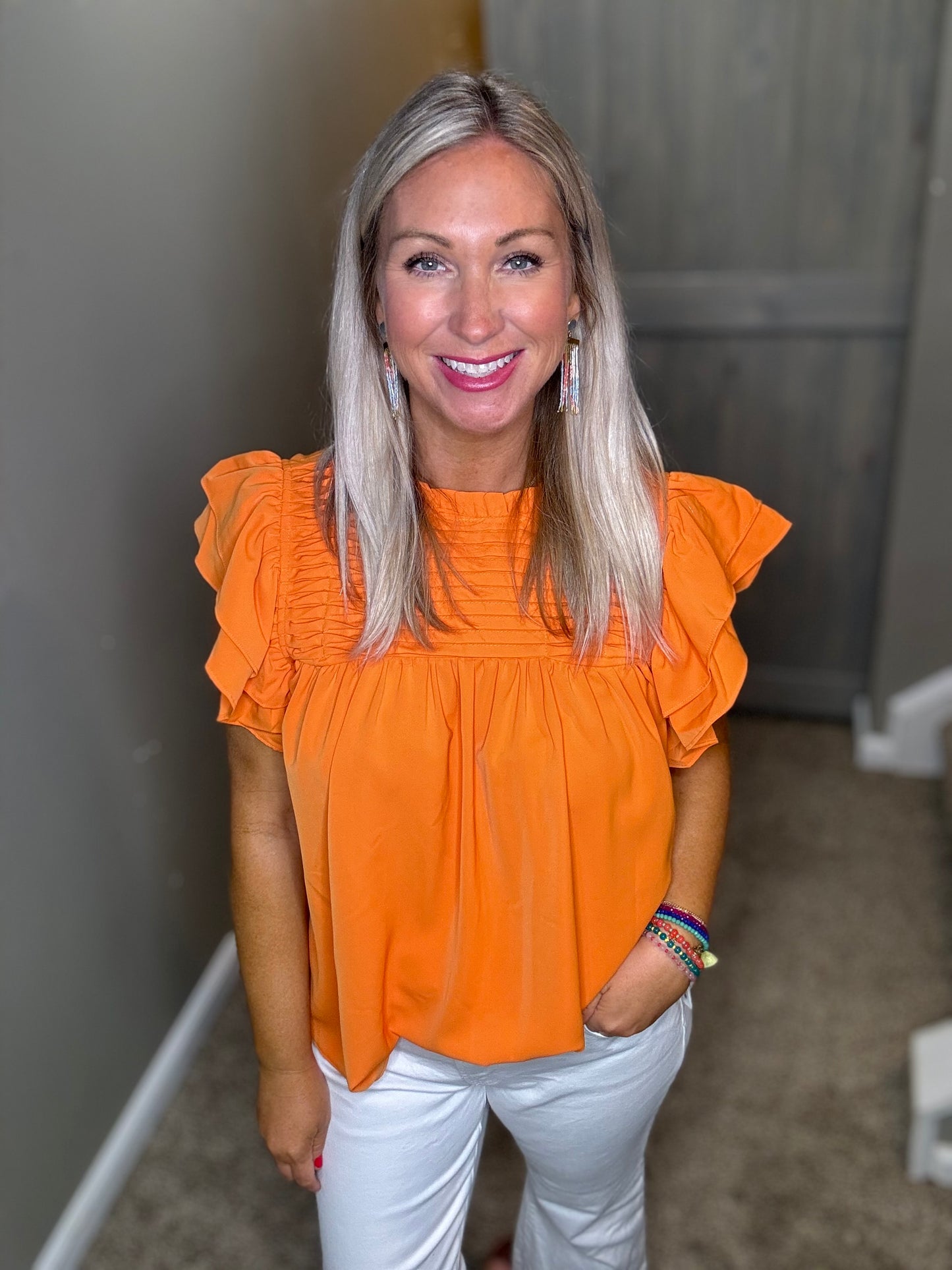 Orange Ruffle Top