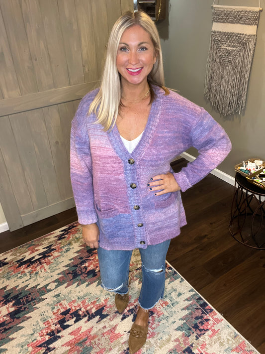 Pink and Purple Sweater Cardigan