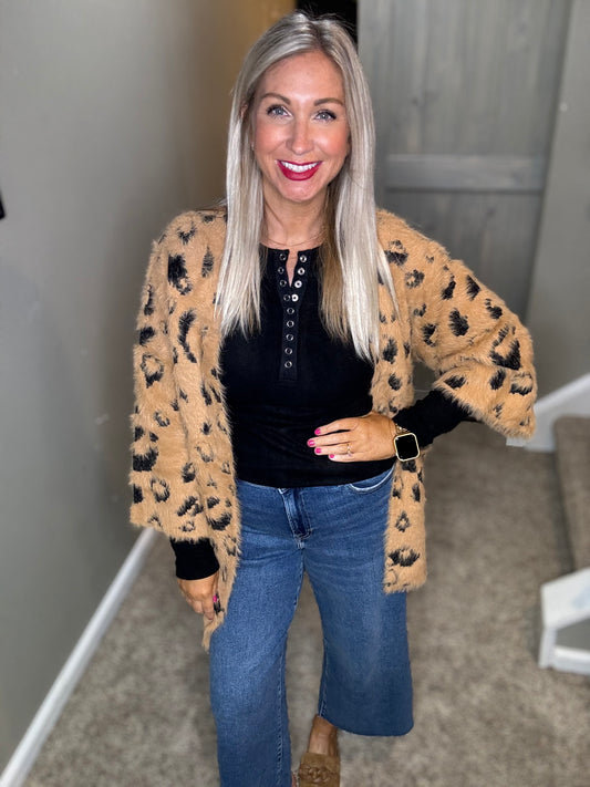 Fuzzy Leopard Cardigan