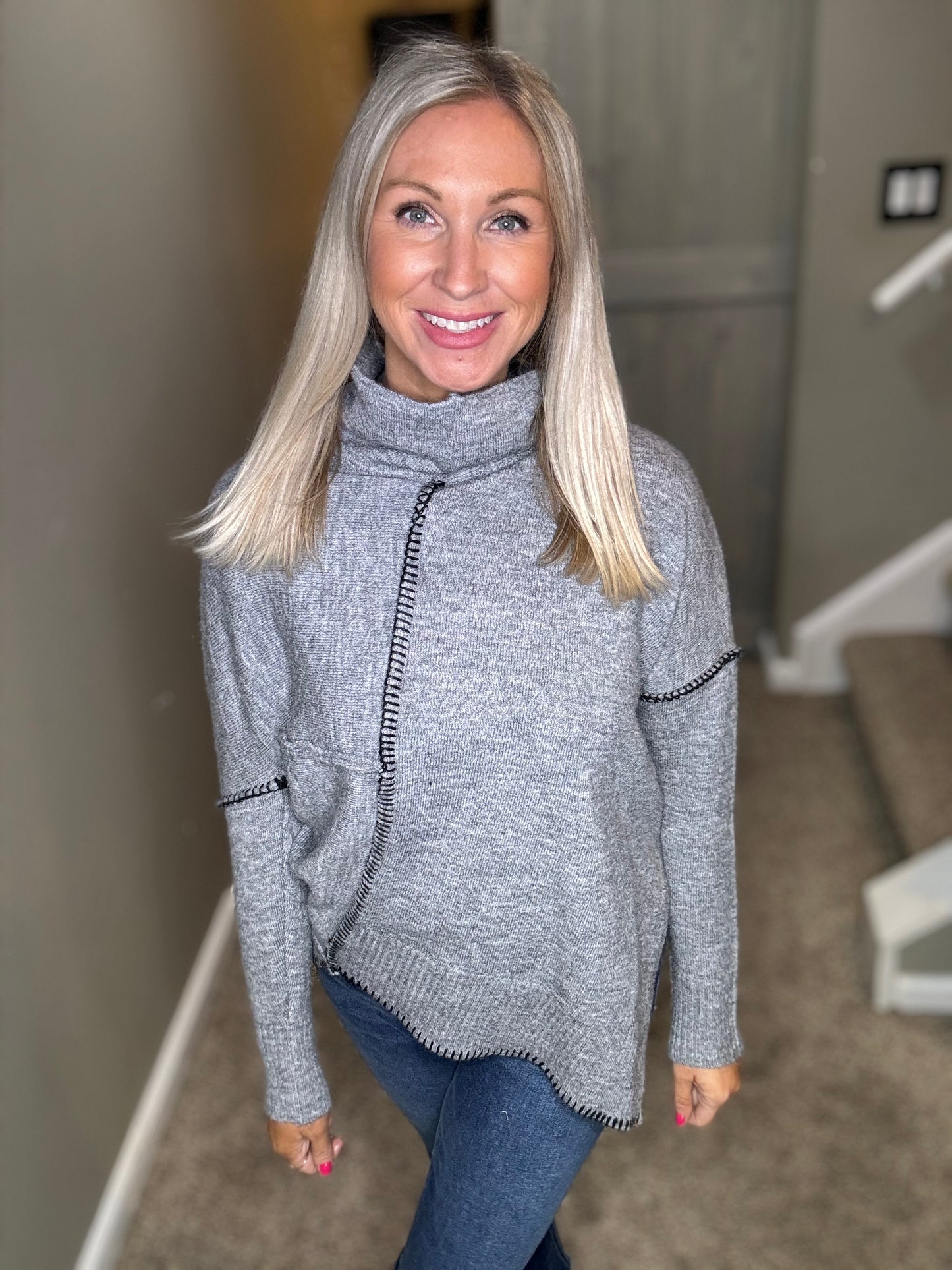 Grey Asymmetrical Sweater