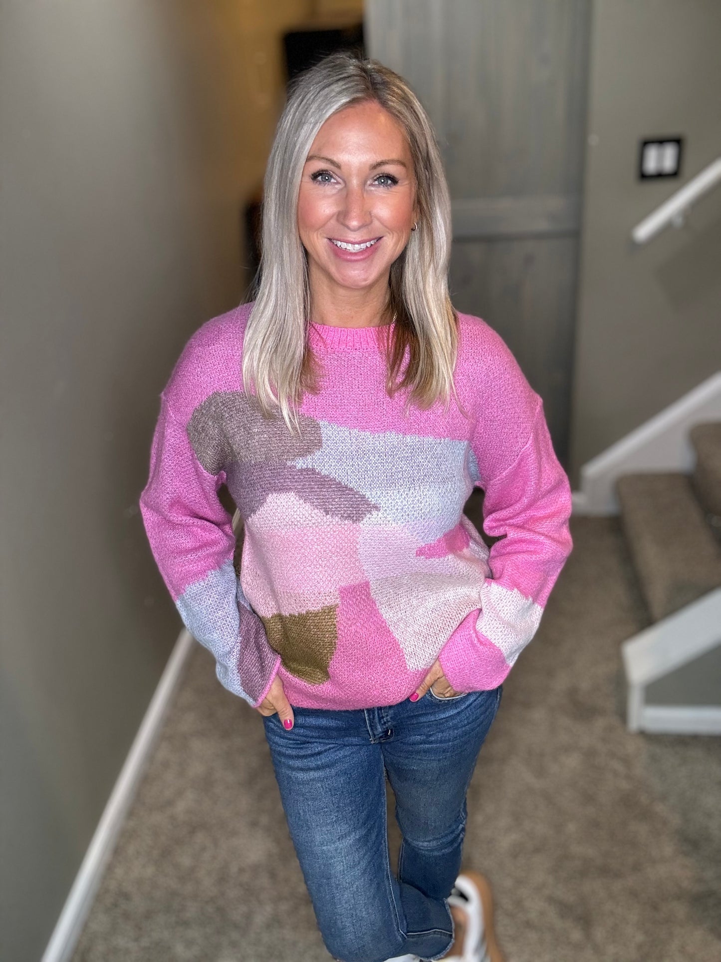 Pink Abstract Sweater