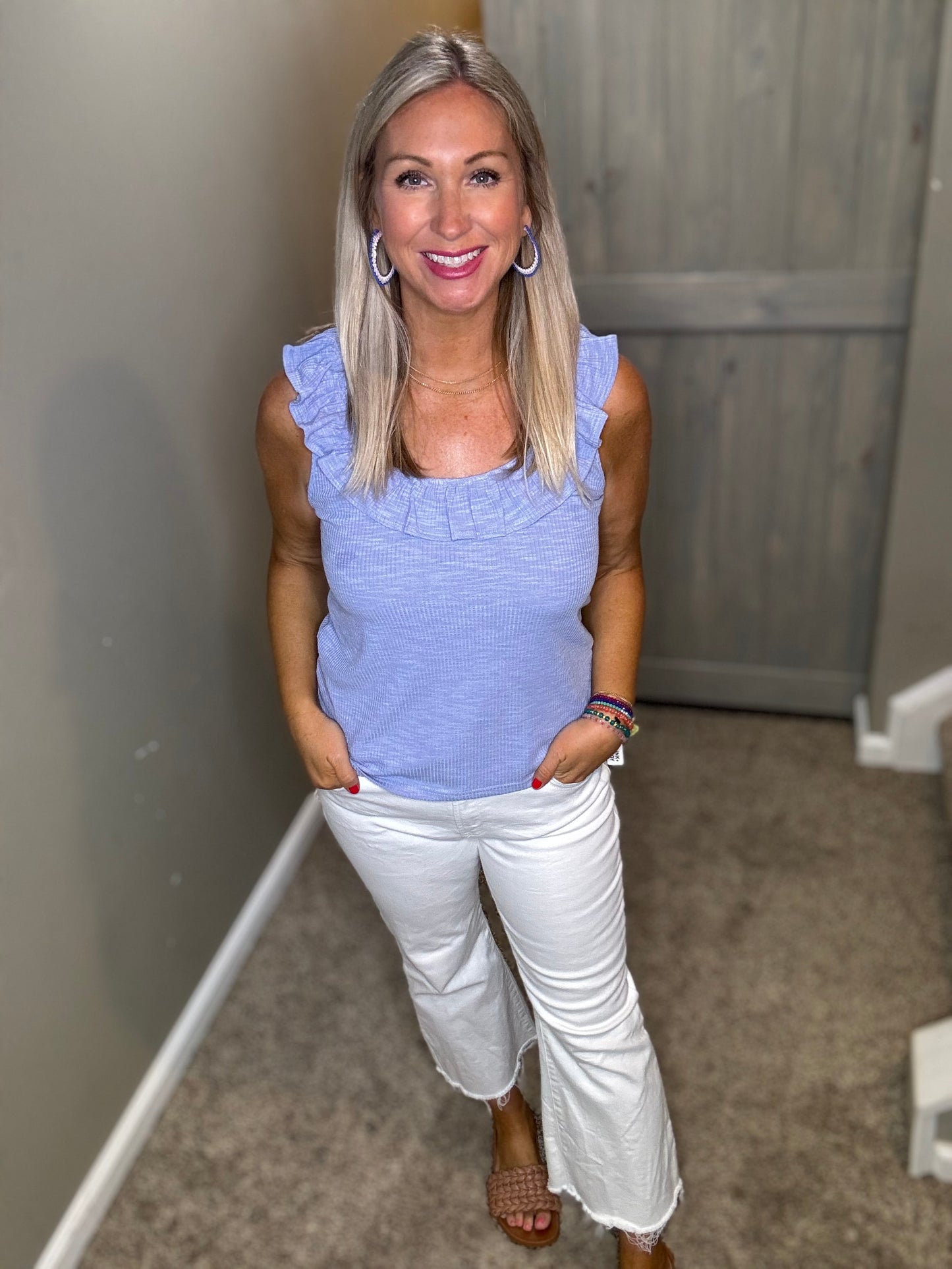 Blue Ruffle Tank