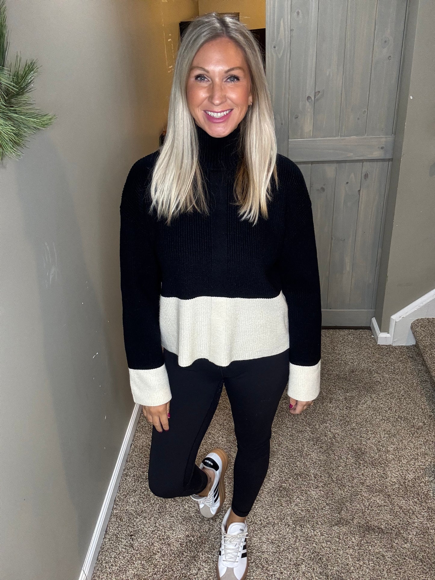 Black White Colorblock Sweater