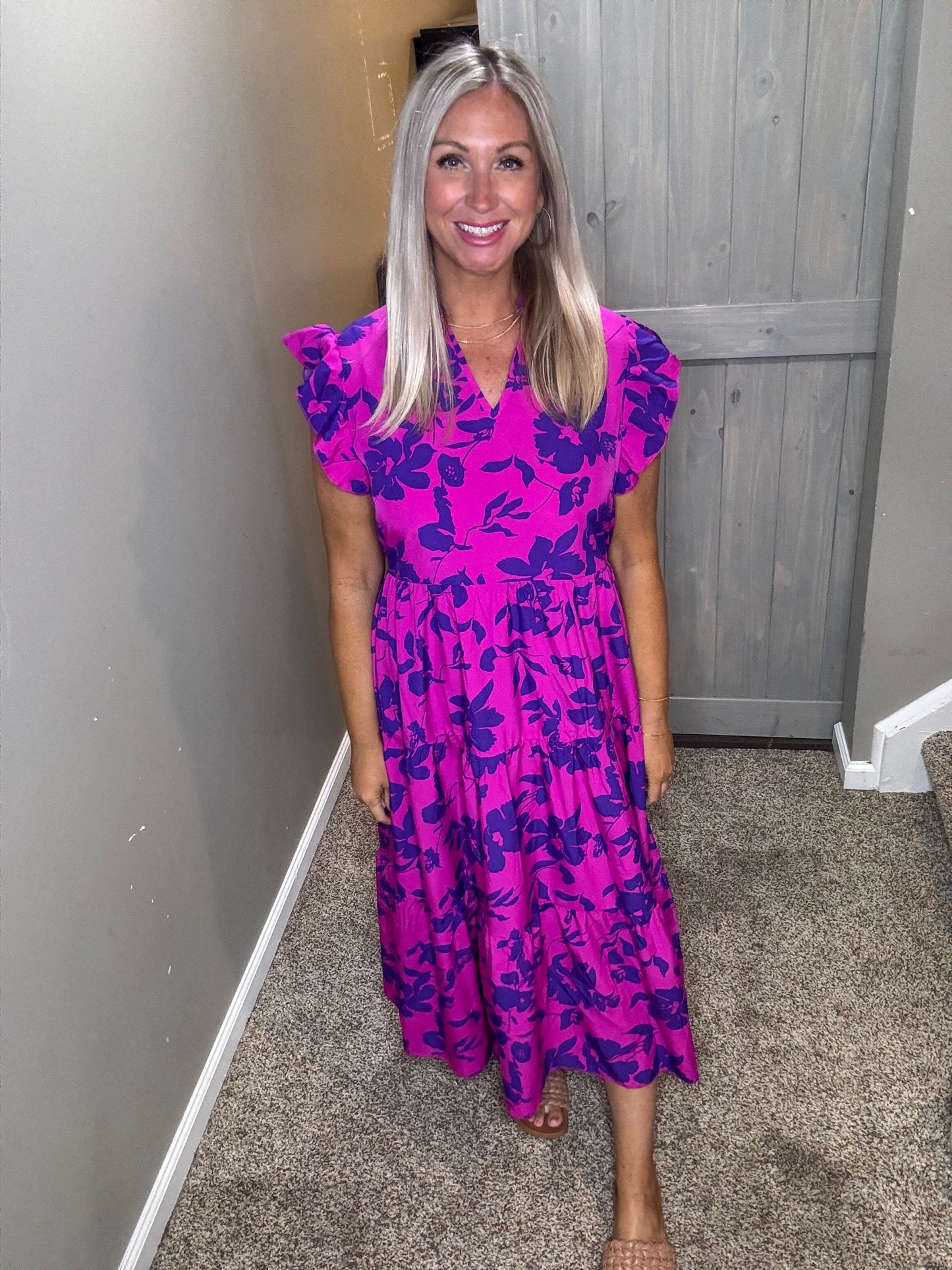 Magenta Midi Dress