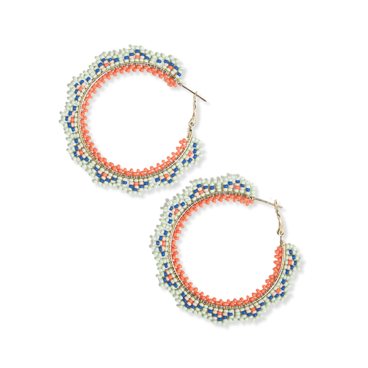 Mint Crochet Hoop Earrings