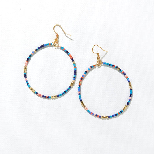 Lapis Blush Mix Hoop Dangle Earrings