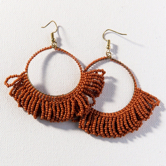 Rust Fringe Hoop Earrings